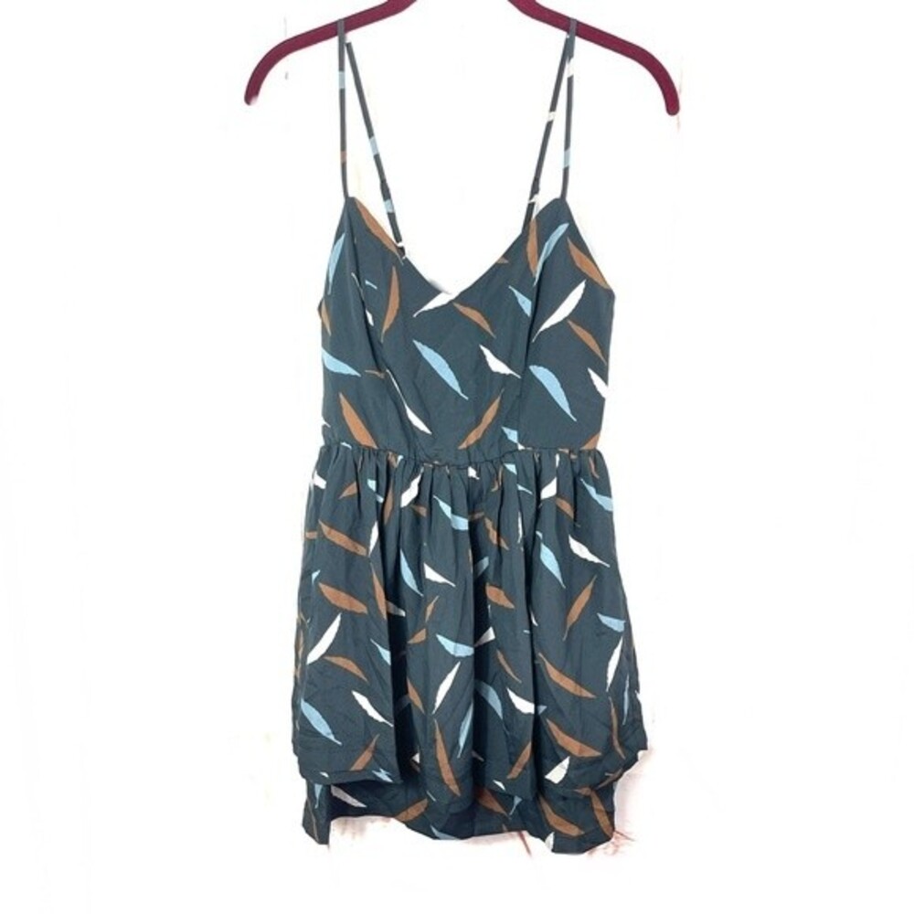 NWT Greylin Abstract Print Grey Light Blue Strappy Elastic Cutout Mini Dress